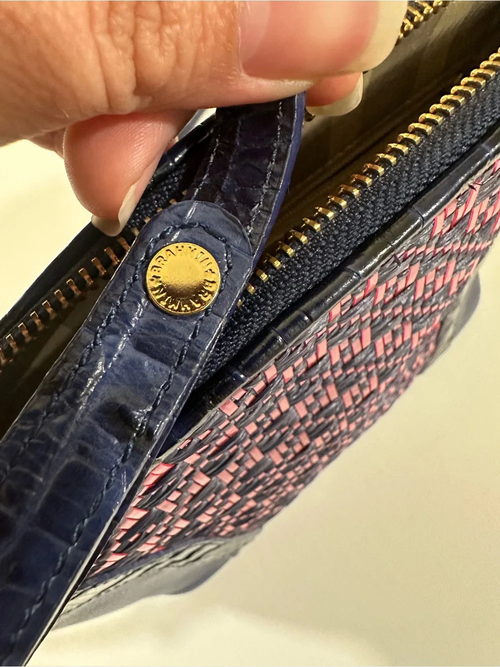 Brahmin Special Edition Navy Croc & Metallic Woven Crossbody Pristine Condition